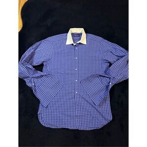 Ralph Lauren Purple Label Dress Shirt White Collar Sz 15 1/2 French Cuff Made In